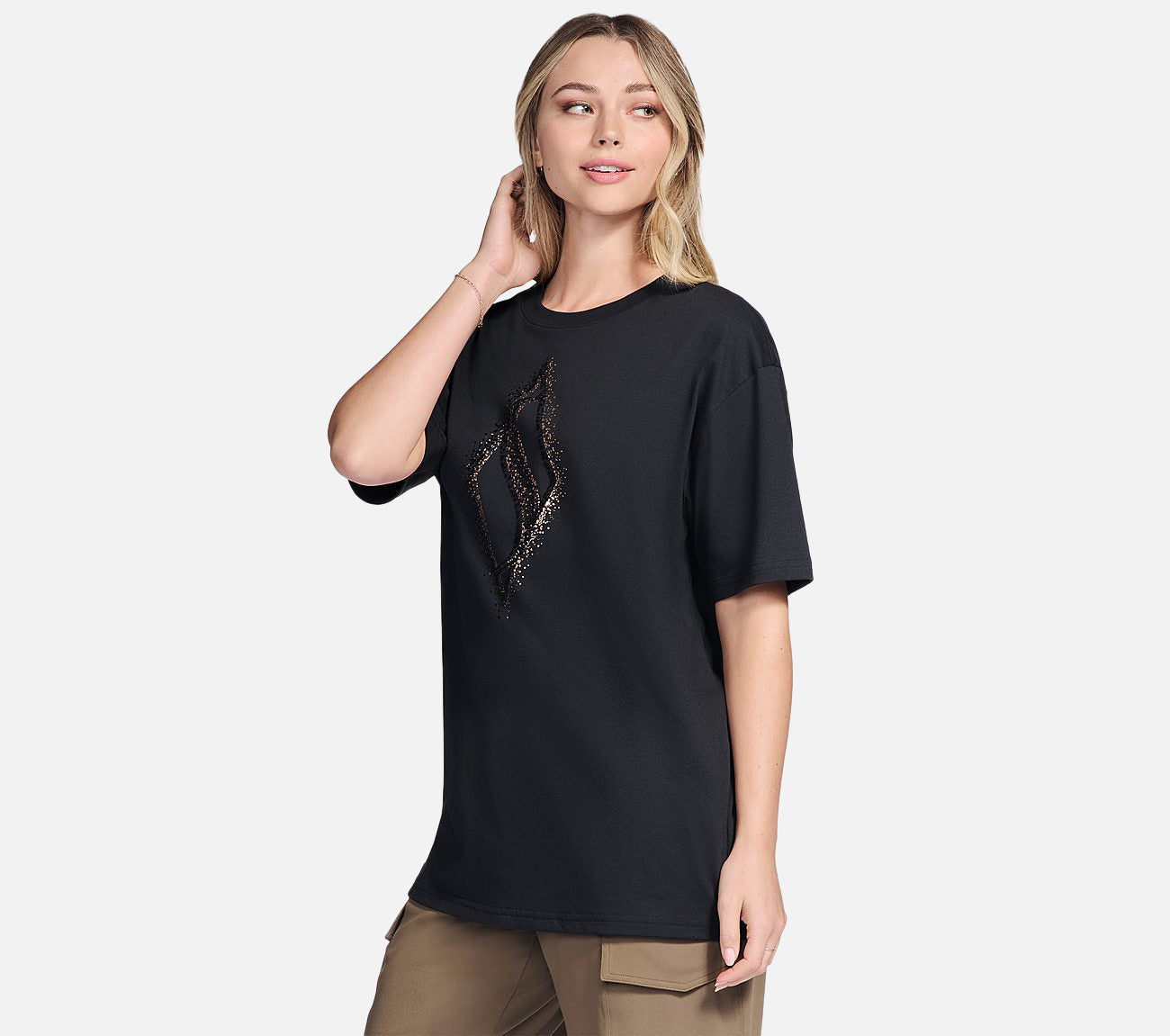 Gold Splatter Diamond Short Sleeve Tee Clothes Skechers.dk