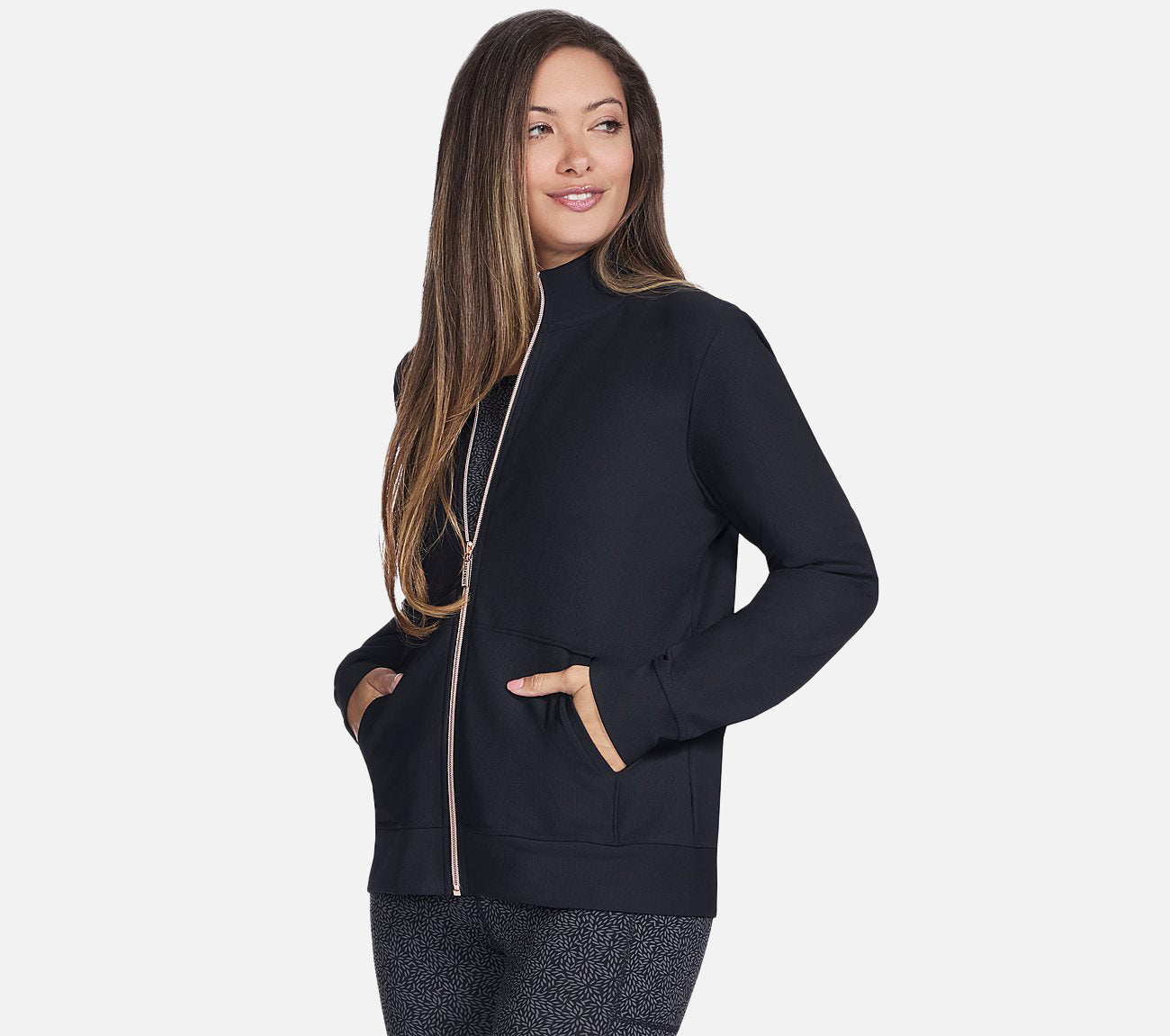 GO LUXE RIB Full Zip Jacket Clothes Skechers.dk