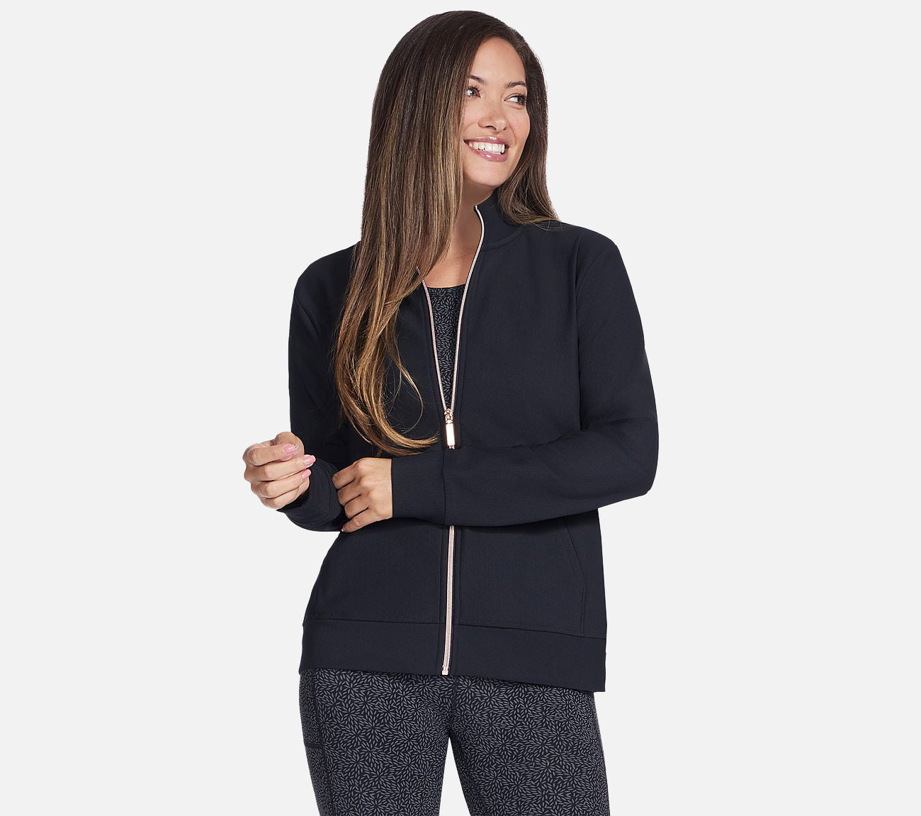 GO LUXE RIB Full Zip Jacket Clothes Skechers.dk