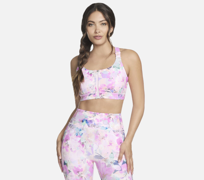 GO WALK Seascape Floral Zip Front Bra Clothes Skechers.dk
